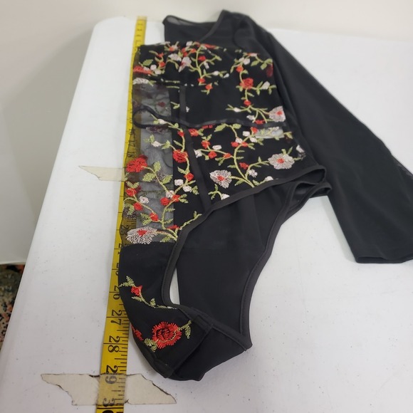 Shein‎ Curve Womens Embroidered Mesh Forest Fairy Grunge Bodysuit Size 1XL Black - Picture 7 of 10